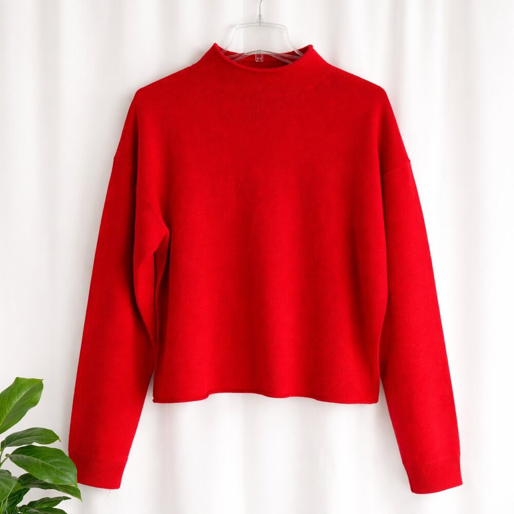 Antonio Melani Red Cashmere Long Sleeve Pullover Sweater